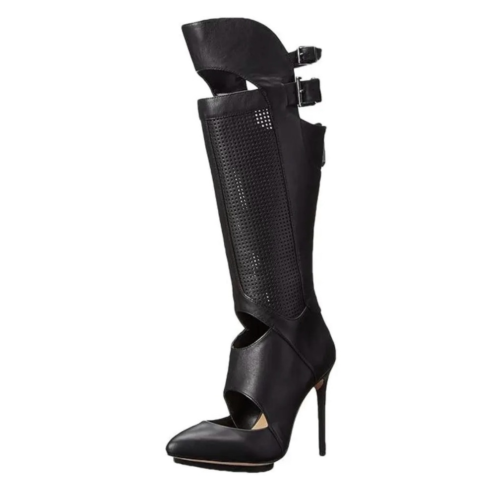 BCBGMaxAzria Black Cutout Heeled Boots